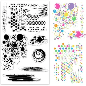 Circle Dot Track Background Clear Stamps for Card Making Decoration DIY Scrapbooking, Background Silicone Transparent Seal Stamps for Embossing Album Decor Craft.