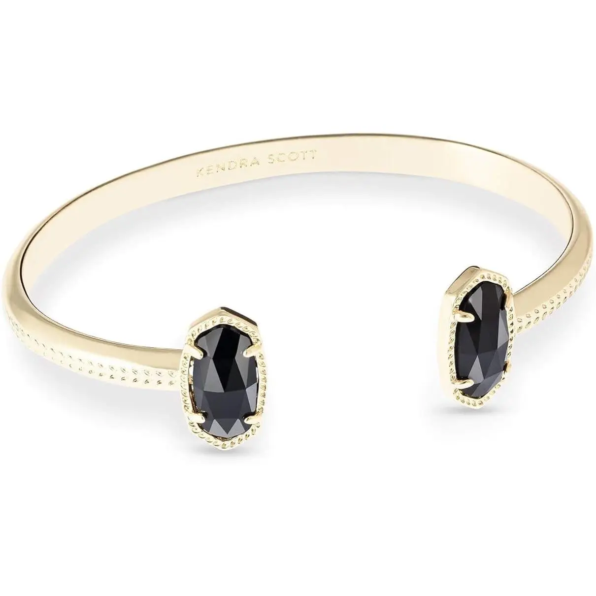 Kendra Scott Elton Gold Cuff Bracelet in Black Opaque Glass 4217712702