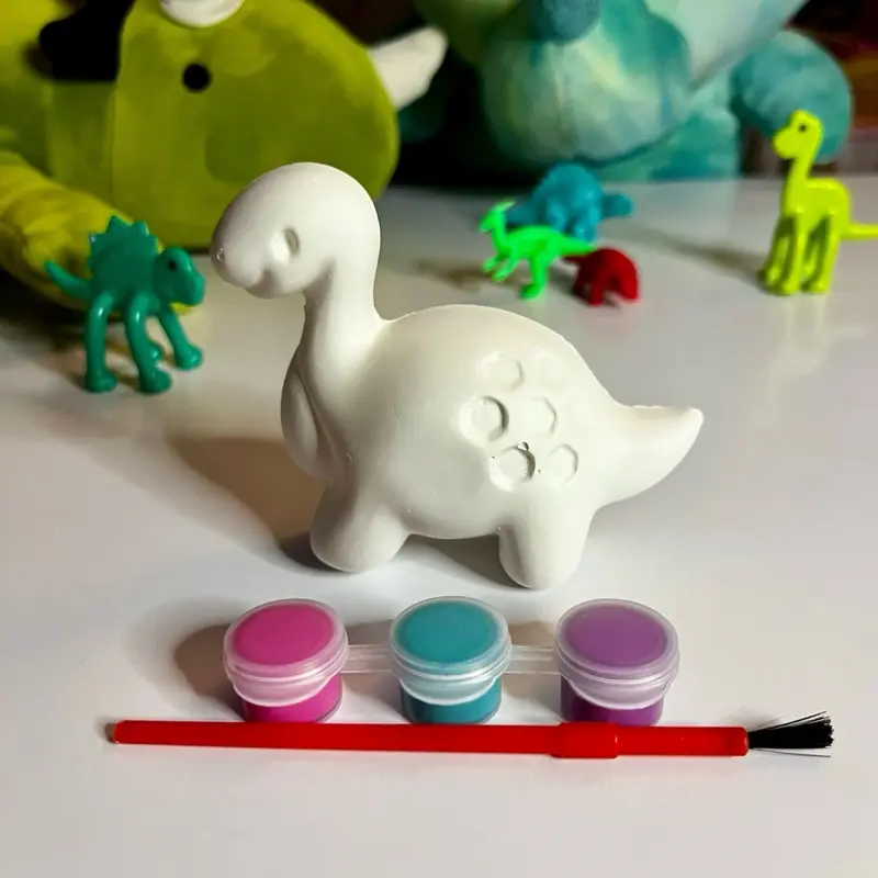 Girls Long-Neck Dinosaur DIY Paint Kit for Kids – Handmade Plaster Figurine Activity Set, handmade crafts, kids crafts, back-to-school activities, TikTok shop back to school Painting Kit colorful painting