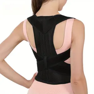 Women'S Adjustable Black And Gray Invisible Back Support Strap - a Polyester Posture Corrector with Shoulder Straps And Lumbar Support | Comfortable And Breathable Design, Suitable for Daily Wear, Improves Posture And Supports The Upper Back