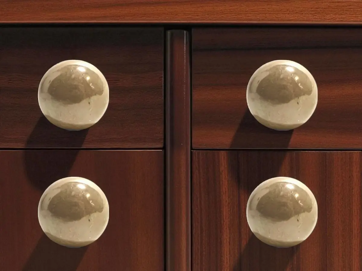 360 stand Tan Ceramic Mushroom-Shape Drawer Pull Knobs - Set of 6, Glossy Finish, Includes Matching Screws