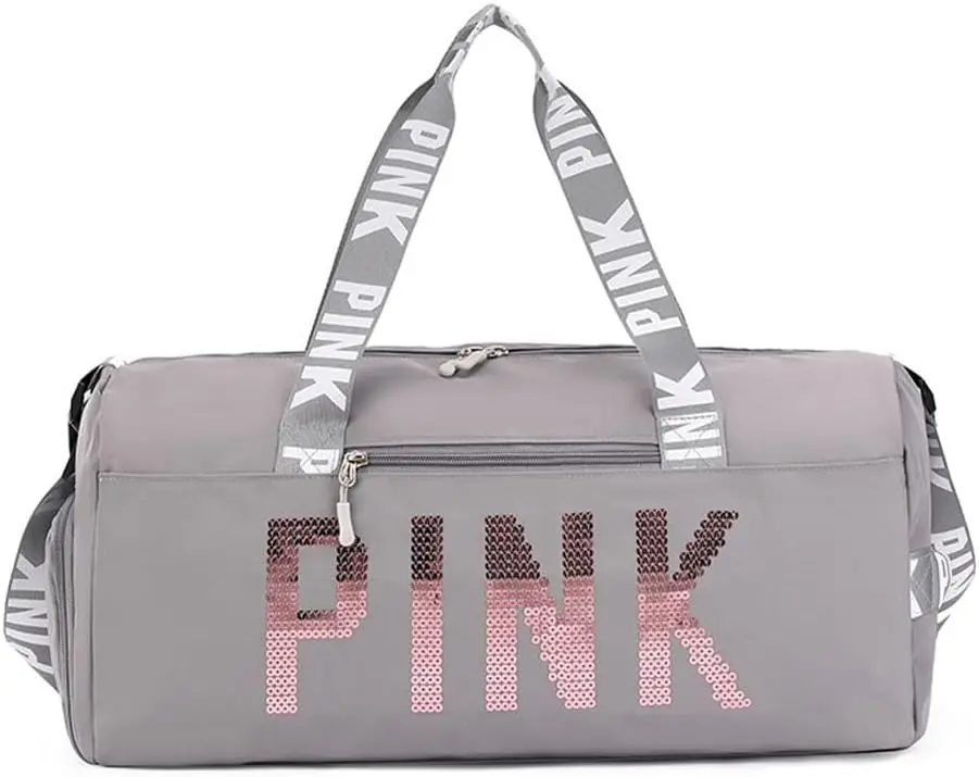 women gym bag, sequin duffle bag, weekender travel bag, waterproof sports bag, overnight duffel bag, large capacity workout bag, yoga tote bag, ladies travel handbag, fashion shoulder duffel, weekend luggage for women