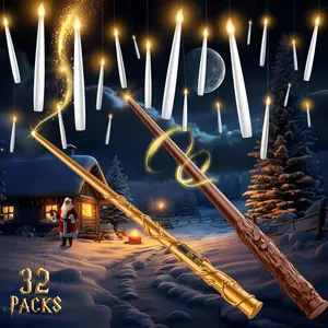 Floating Candles with Wand Christmas Decorations: 32 count Magic  Floating Flameless Candles with Remote for Christmas Tree Birthday Parties Indoor Outdoor Wall Decor Halloween