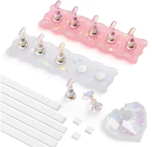 Etercycle Nail Stand, 2 Set Nail Holder For Painting Nails, Magnetic Press On Nail Kit Nail Tech Must Haves Practice Acrylic Nail Art Tools for Home DIY Salon Nails Display with 96 Pcs Sticky Putty