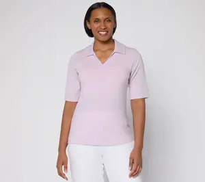 Anybody Soothing Knit Jersey Collared Top with Support System