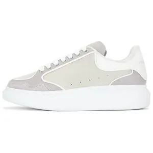 Alexander McQueen Leather Low-Top Sneakers for Men in Beige Gray, Comfortable and Minimalist Design Trending Shoes, House White Official Shoes to Get / Maison Mihara Verifiable, with credentials and supporting global authentication
