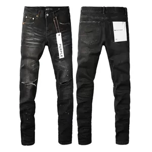 2025 New Fashion Purple jeans man with distressed hole patches Fashion Repair Low Rise Skinny Denim pants 28-40 size Streetwear Fabric slim  fit stretching  jeans trouser men