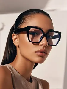 Women's Oversized Square Glasses, Transparent Lenses, Lightweight Frame, Durable Design, Fashion Eyeglasses, Ideal for Daily & Special Occasions