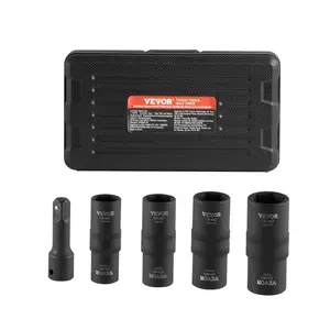 Lug Nut Impact Socket Set 1/2 in Drive Metric and SAE 6-Point Flip Socket