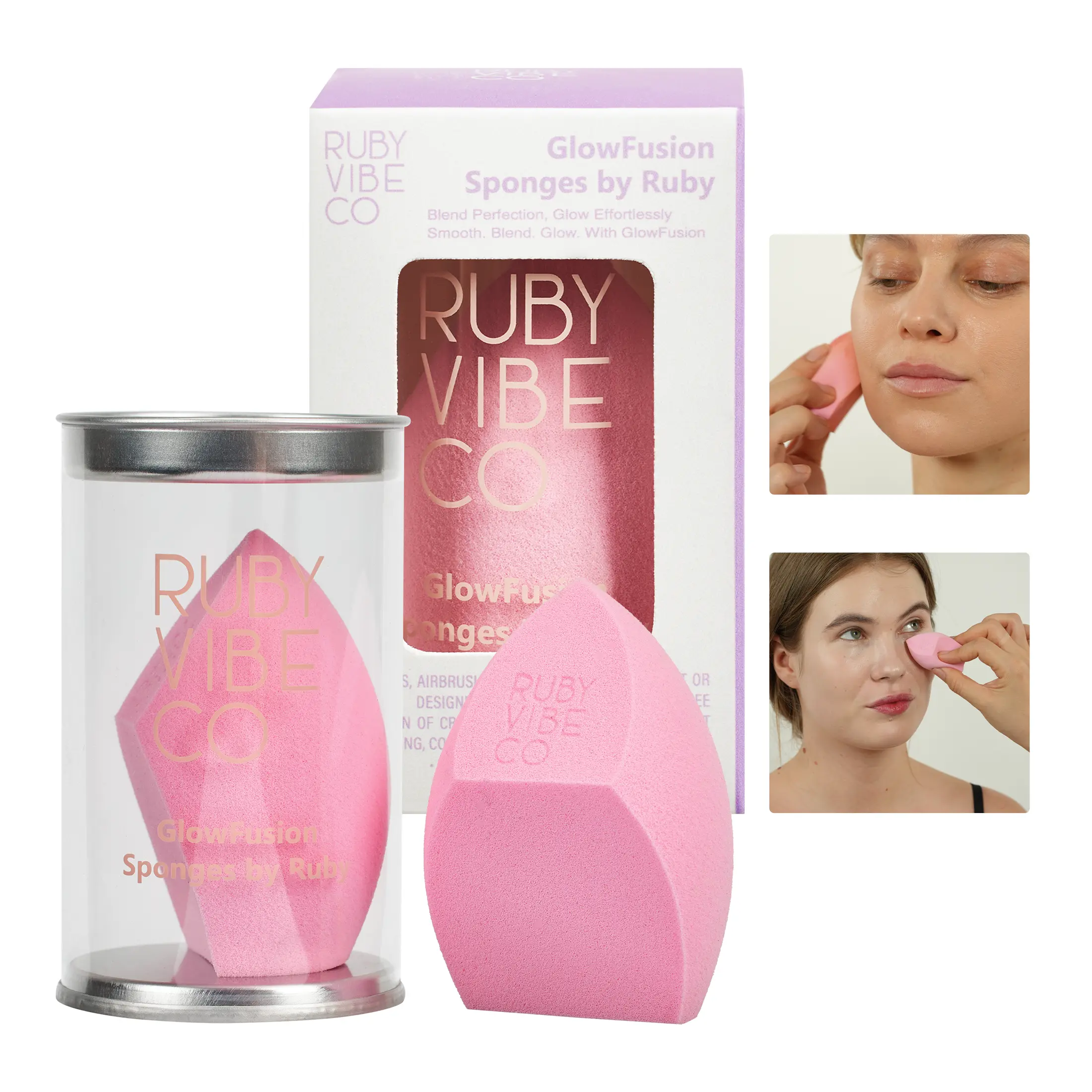 RUBY VIBE CO 1 Piece Makeup Blender Sponge, Latex-Free Makeup Sponges for Foundation, Crystal Velvet Makeup Blender for Wet & Dry Use, Foundation Sponge for Concealer, Blush, Contour & Powder