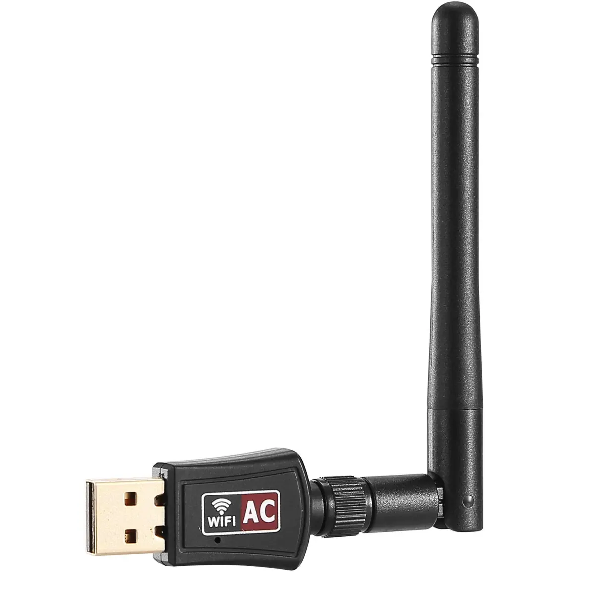 Fresh Fab Finds FFF-GPCT1093 Compact Plastic USB Wireless Adapter - AC600Mbps 5G-2.4G Dual Band 802.11ac Network Adapter with 2dBi External Antennas, Portable Wi-Fi Boost for Home Users' PCs/Laptops (Black, One Size)