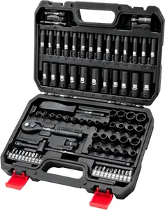 83Pcs Socket Wrench Set Metric & SAE from 4-15mm, 5/32-9/16", 6 Point CR-V Deep & Shallow Sockets Kit