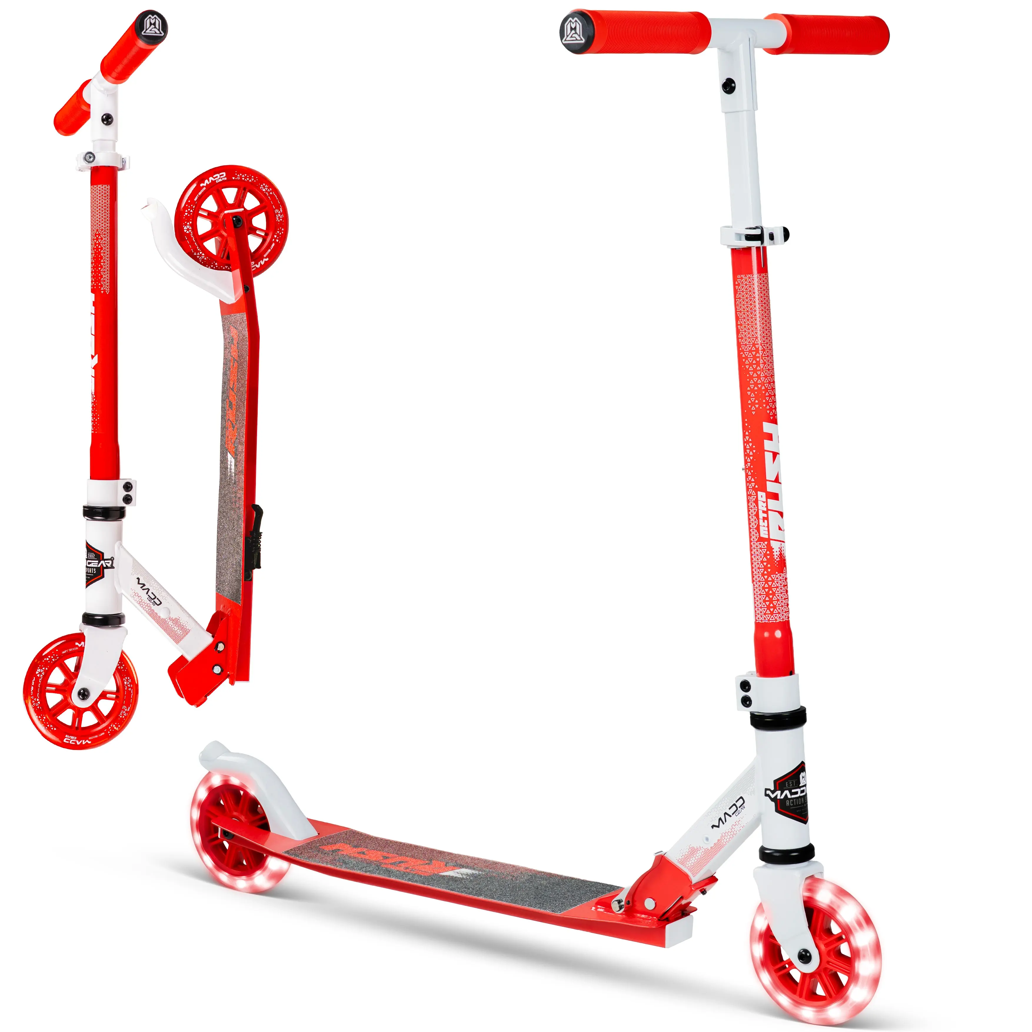 Madd Gear Rush 125 Light-Up Folding Scooter - Red