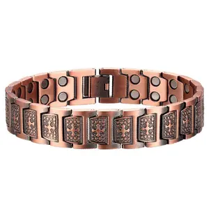 99.9% pure copper men’s magnetic bracelet: 3500 Gauss cross magnets, adjustable (with adjuster), hypoallergenic.Wellness-focused magnetic therapy jewelry-ideal for self-use, gifting to loved ones or dad Christmas Gift.