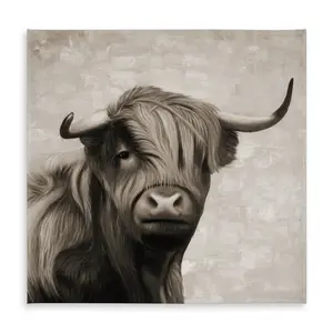 360 Stand 58x58 in. Square Highland Cattle Sepia Tablecloth - Durable Material, Easy-to-Clean Functional Decor for Animal Lovers’ Indoor, Outdoor Furniture Tables
