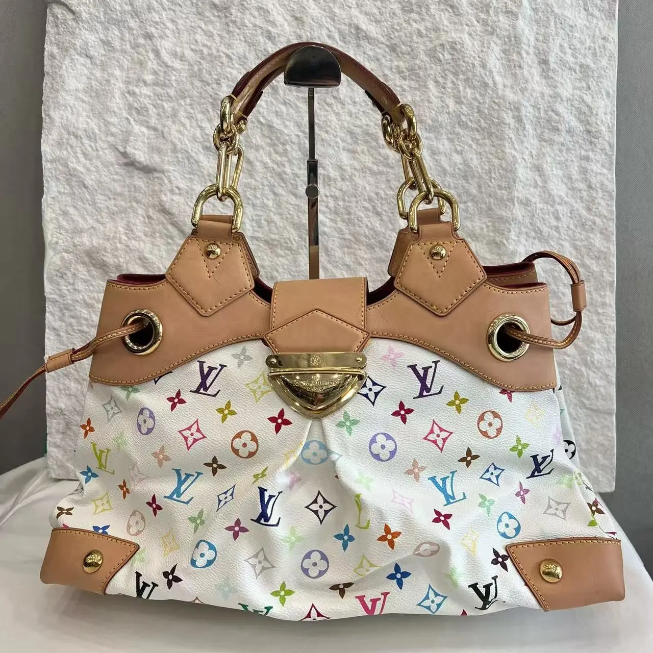 Pre-owned live Louis Vuitton Murakami Ursula Bag White Multicolore Monogram X218 26.06.13