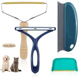 Pet Hair Remover - 4 Pack Dog Cat Hair Remover for Couch Furnitures, Reusable Lint Remover Shaver Portable Carpet Rake Scraper Brush