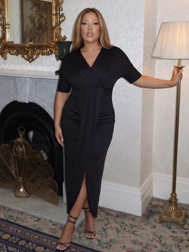lindsey black wrap dress - TikTok Shop lindsey black wrap dress - TikTok Shop