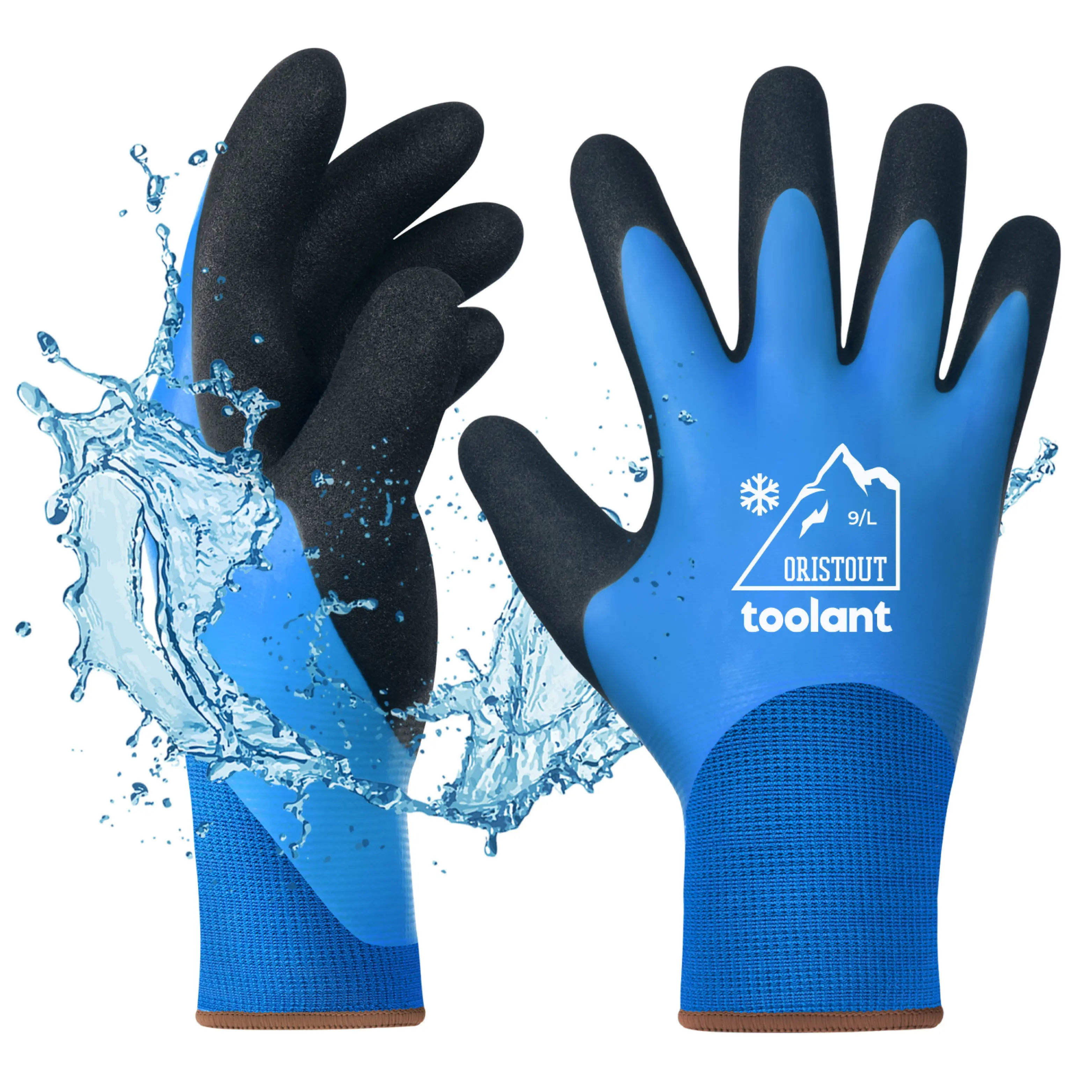 toolant Waterproof Thermal Insulating Nonslip Anti-Slip Safety Work Gardening Gloves - Flexible, Lined, Touchscreen-Compatible Cold Weather Men's Gloves for Freezer Use, Anti-Slip Safety Work Gloves