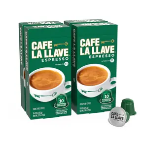 Cafe La Llave Espresso Pods: 40 Recyclable Aluminum Pods, Intensity 11 Dark Roast Latin-Style Coffee, Compatible with Nespresso Original Line Machines - Bold, Rich Flavor