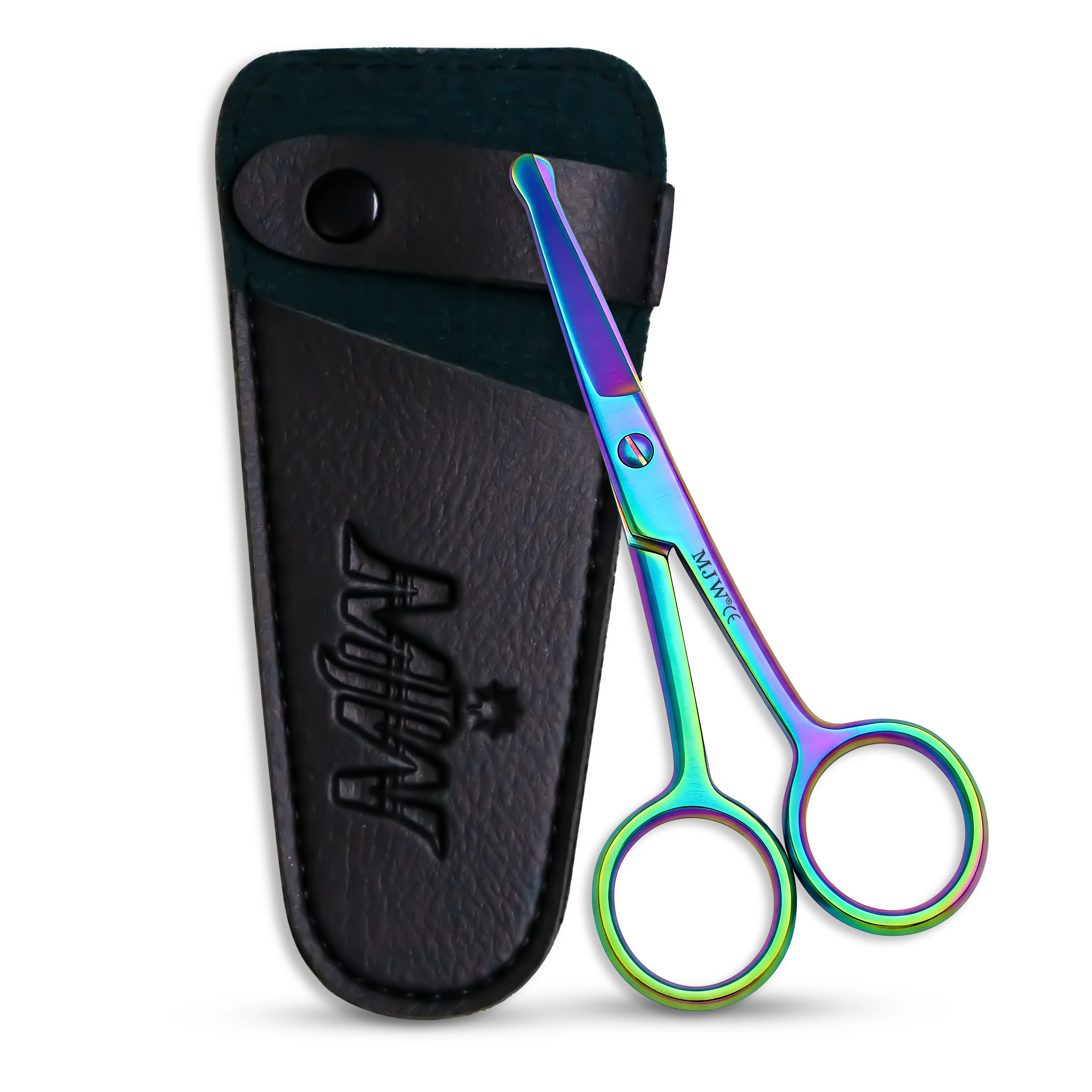 MJW Nose & Ear Hair Scissors – Stainless Steel Rounded Tip Facial Hair Cutting Scissors for Moustaches, Eyebrow and Beard – Grooming Scissors for Men and Women