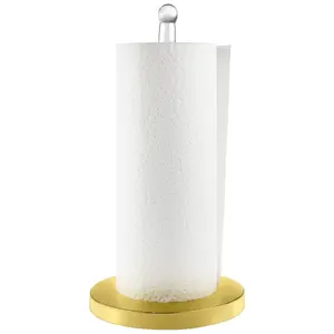Modern Paper Towel Holder for Countertop, Gold Acrylic Weighted Base Paper Towel Holder for Kitchen Decor