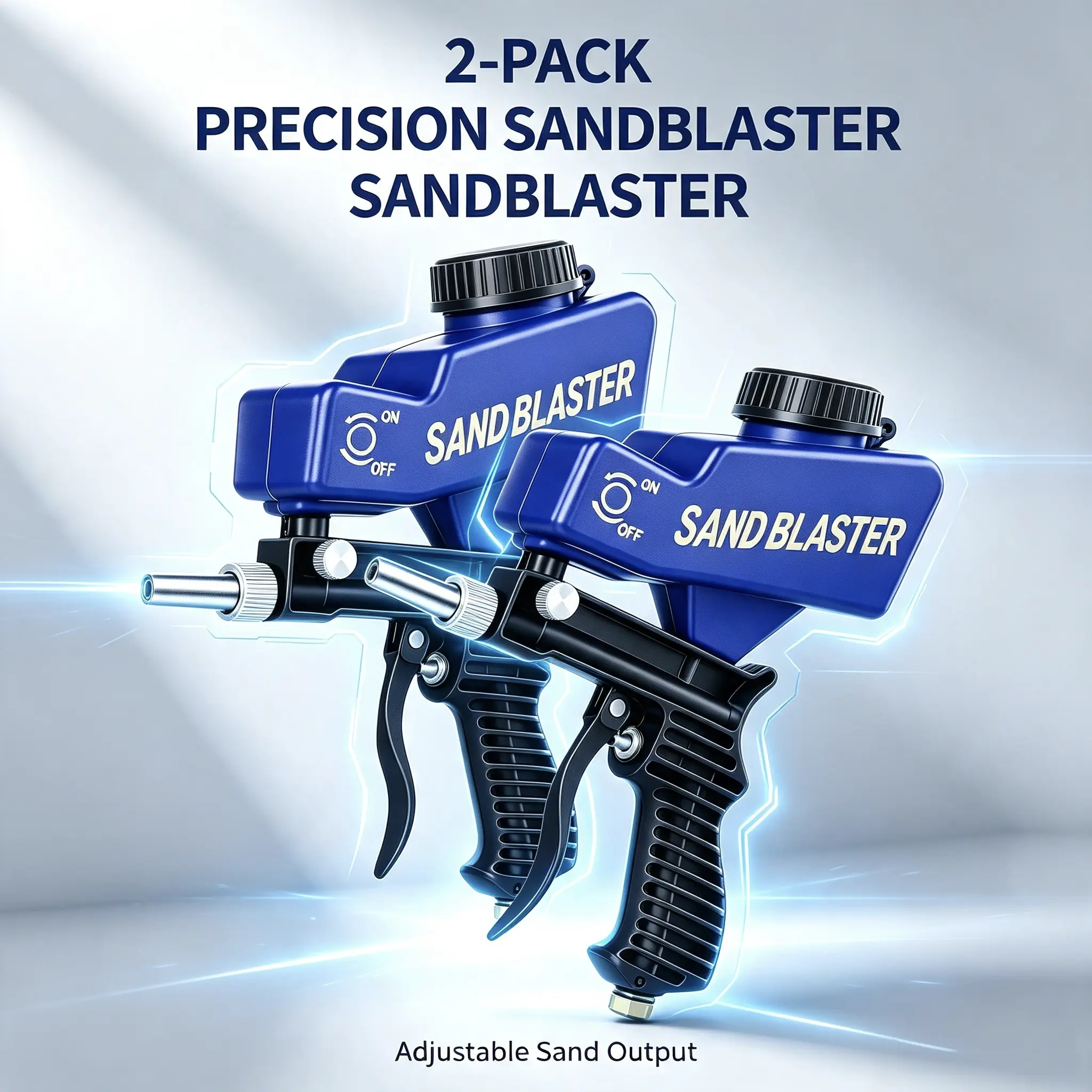 2-Pack Handheld Sand Blaster Gun, Rust & Paint Remover Hand Tool for Hardware Maintenance