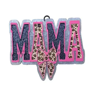 Mama Air Freshener for Home and Car - Freshie Diffuser Scented with 10" String for Hanging in Vehicle, Leopard Print Design, Pink Bow, Handmade, Lasts 3-6 Weeks