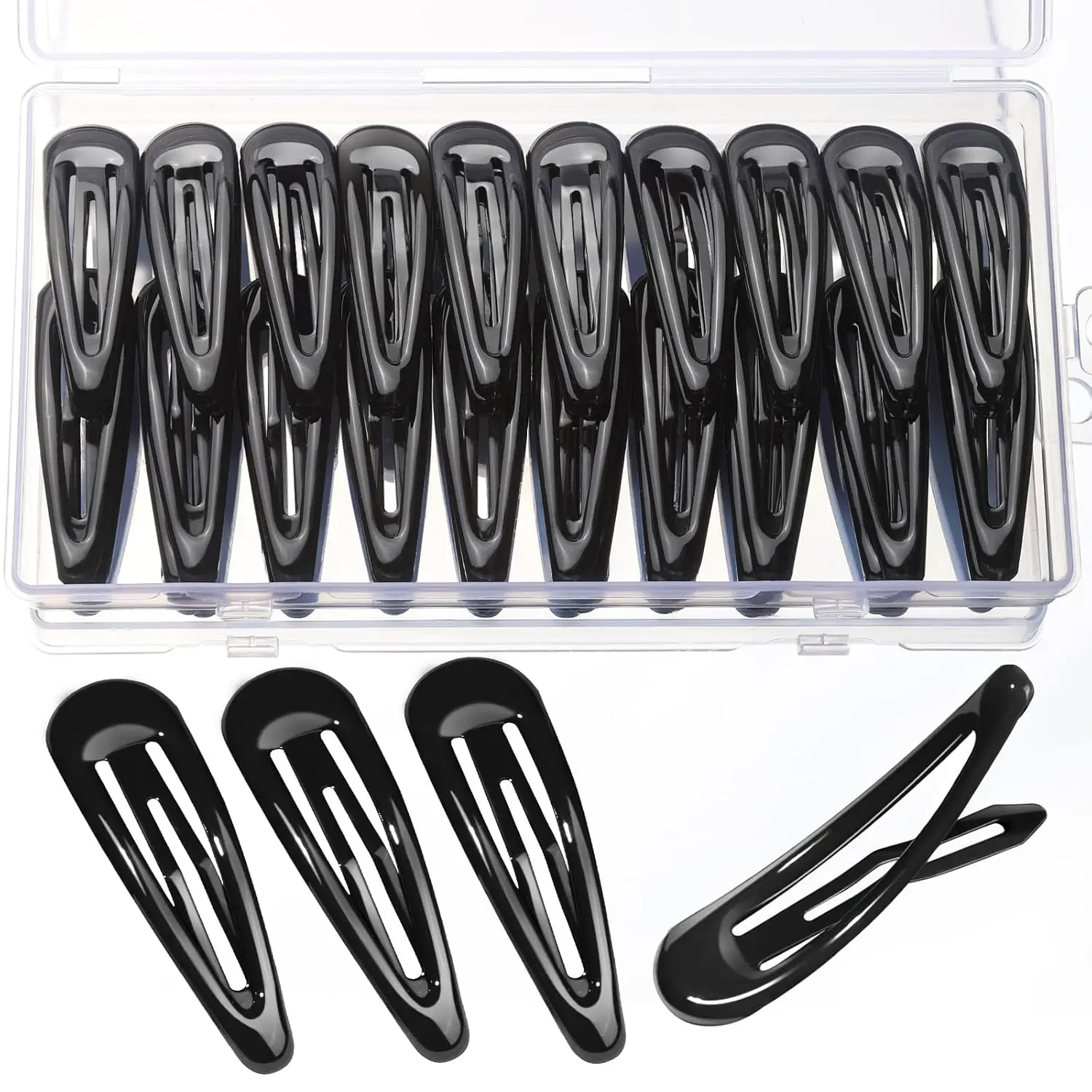 50 count Black Hair Barrettes For Women, 2 Inch Hair Barrettes Snap Hair Clips, Hair Clips For Women, Hair Accessories Black