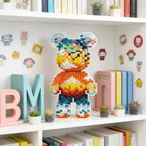 Sunshine Mountain Bear 3D Puzzle Building Blocks Decoration, Bookshelf Home Office Cabinet Decor, Party Living Room TV Stand Display