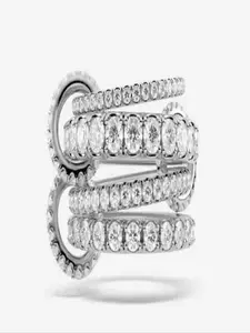 Stainless Steel 4 Ring Interlocking Rings Set, Stackable Rings, Dual Color Multi-Element Design, Full Diamond Zirconia, Perfect Birthday Gift