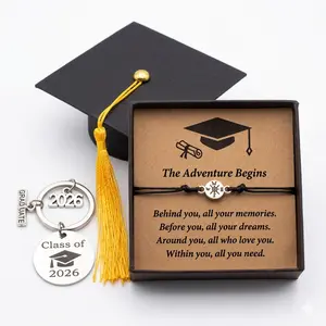 Class of 2026 Graduation Gifts for Her Him, Keychain and Charm Bracelet with Gift Card, Graduation Jewelry for High School College Middle School 5th 8th Grade Teen Girls Boys Students