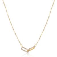 Gold rectangular zircon cross necklace