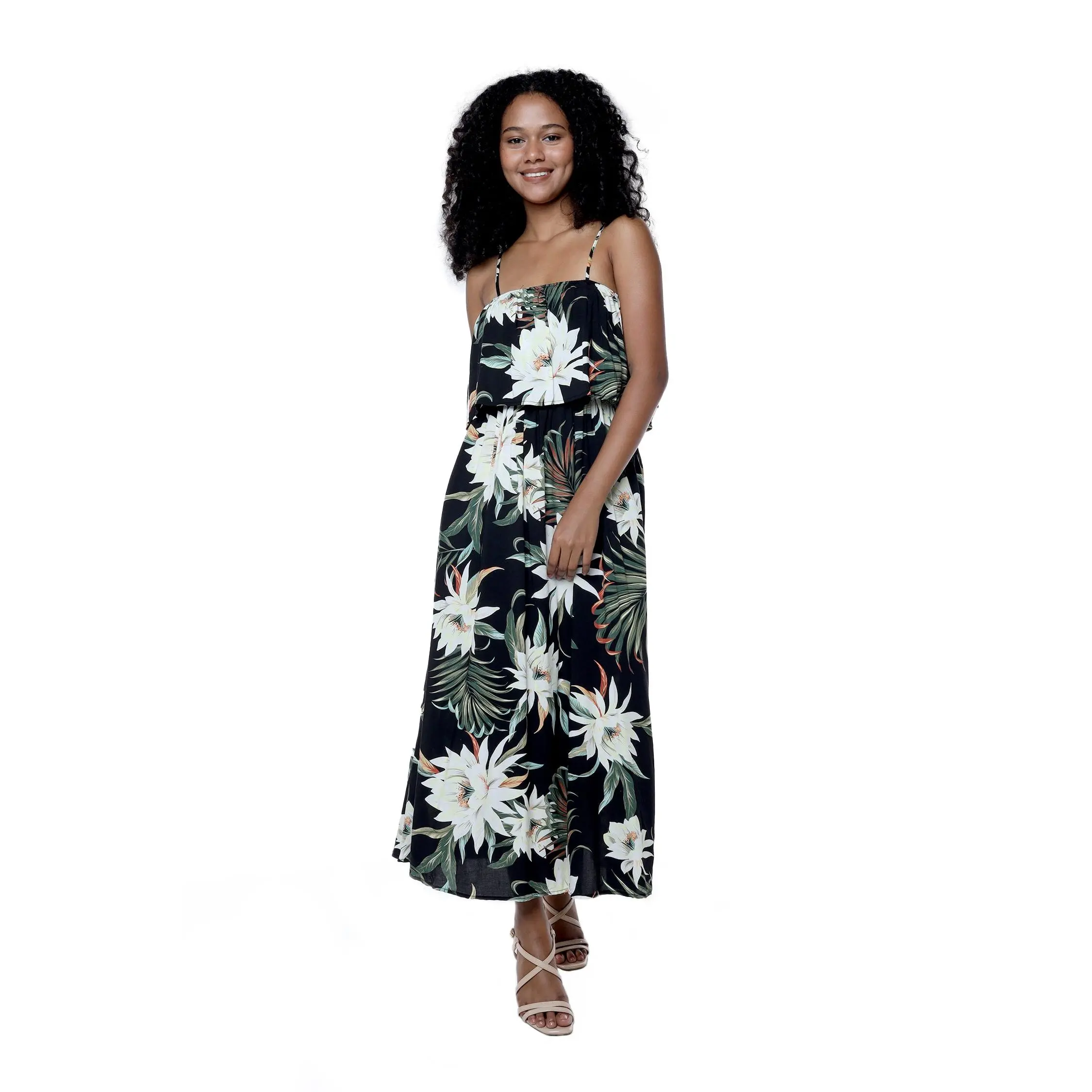 Women's Charming MuuMuu Dress in Wispy Cereus Black