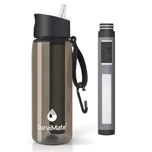 5-Stage 0.01μm Ultra-Filtration Filtered Water Bottle, BPA-Free Material, NSF/ANSI 42&372 Certified, Portable Water Filter Bottle for Survival, Camping, Hiking, and Emergency Use