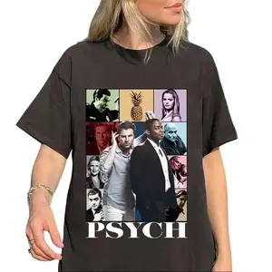 100% Cotton Psych TV Show Vintage T-Shirt – 90s Graphic Unisex Tee for Fans