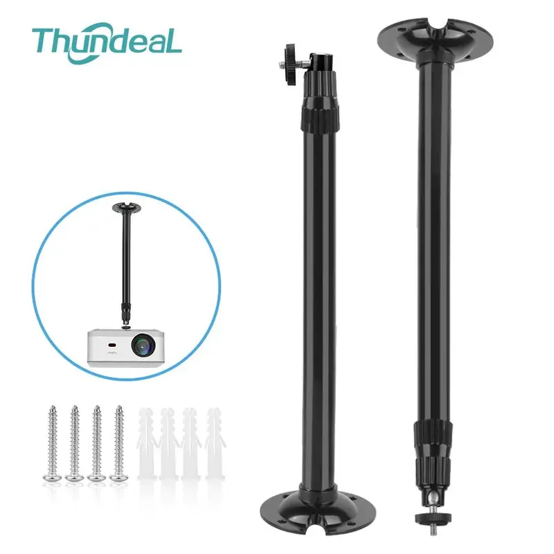 Thundeal TDA6W TD80W HY320 HY300Pro Projector Ceiling Mount Wall Holder 40cm 60cm 80cm 1/4 6mm Black Aluminum Projector Hanger Adjustable Mount Bracket