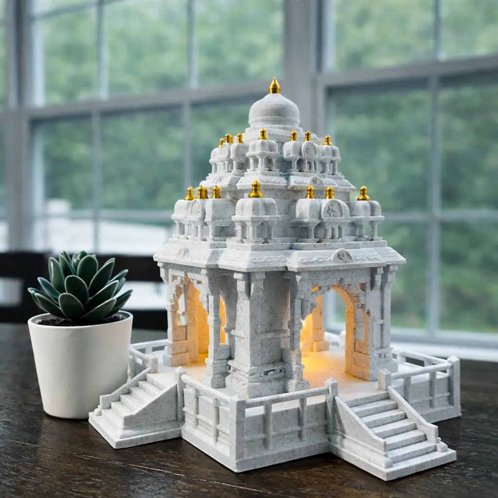 Marble-Style Indian Temple – Tabletop Mandir for Home or Office