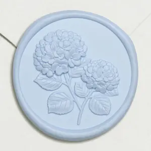 Wax Seal Stickers - 3D Hydrangea Floral Wedding Invitation Envelope Seal Stickers, 50 Pcs Self-Adhesive Light Blue Flower Stickers, Perfect for Invitation, Gift Wrapping, Christmas