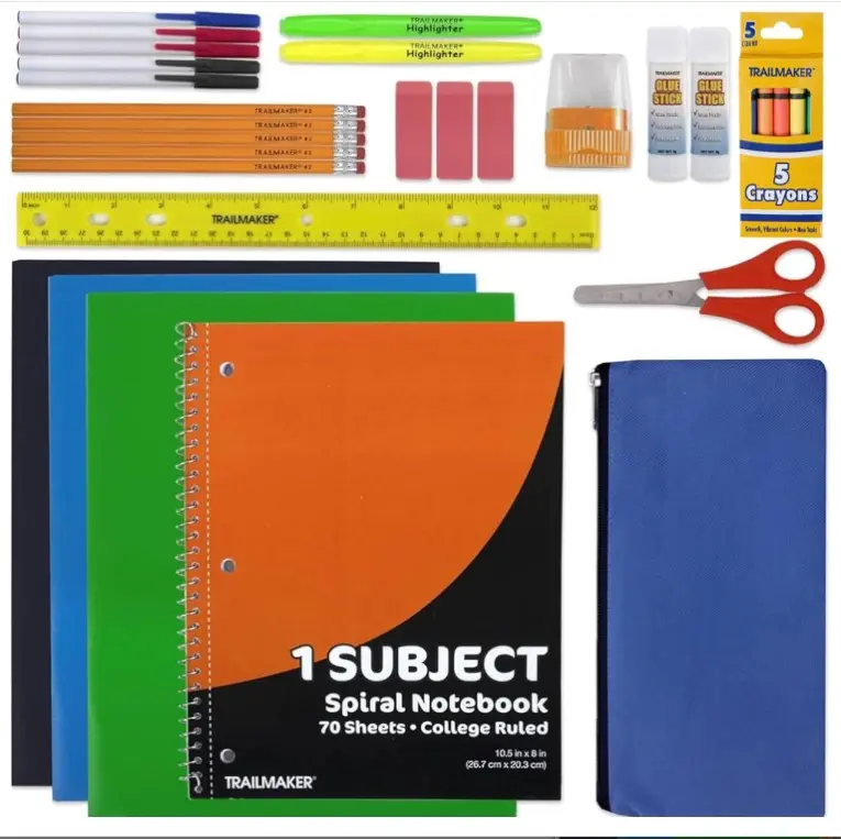 School Supplies Kit for Girls, Boys Back to School Supplies Bundle Pack 30 Piece School Supply Box Set for Kids Kindergarten, Elementary K-8 Includes Notebook, Folders, Pens, Pencils, and More