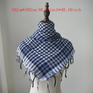1pc Men'S Fashion Arab Keffiyeh Scarf - 100% Polyester Basic Style, Lightweight Knit Fabric, Dust-Blocking Headscarf with Tassel Detail