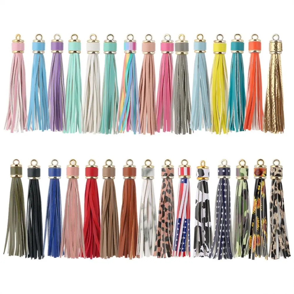 Faux Leather Tassel Kit, 5 Counts/set DIY Jewelry Making Kit, Tassel for Keychain Phone Strap Pendant Accessories, Leopard Pattern Tassel