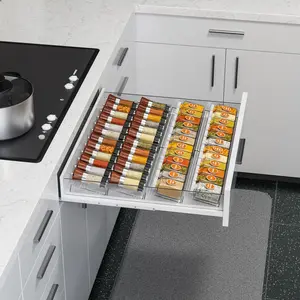 4/8 Piece Adjustable Acrylic Spice Rack, Adjustable Storage Shelf, Kitchen Drawer Organizer, Adjustable Dividers, Condiment Holder, Perfect Gift for Holidays, No Spices Included