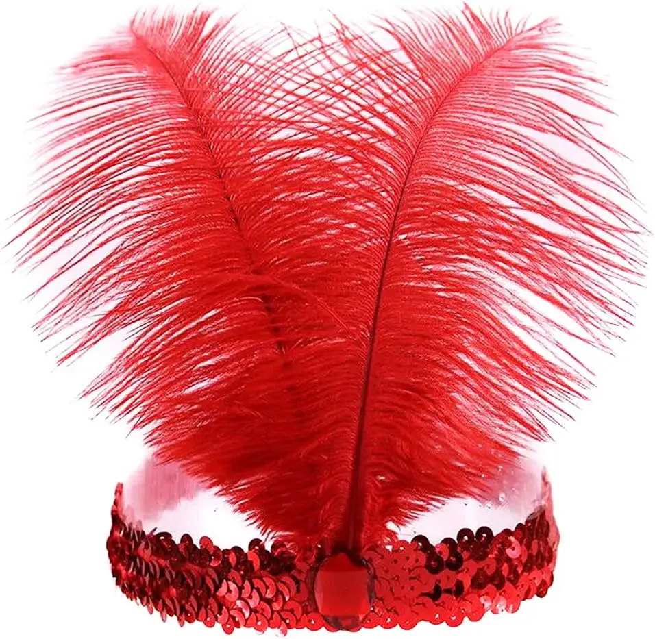 Sequins Feather Headpiece Headband 1920s Carnival Party Headwear for Women Grils