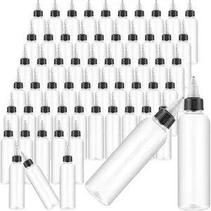 100 Pcs 4 oz Clear Plastic Squeeze Bottles Bulk Empty Leak Proof with Twist Top Cap for Condiment Liquids Oils Hair Oil Art Crafts Household Kitchen