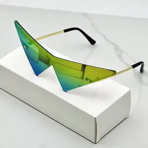 Men's Rimless Triangle Sunglasses - Unique Hip Hop Party Shades, Trendy Streetwear Eyewear
