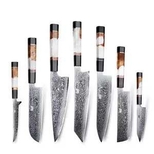 1pc Chef Knife, FINDKING Brand Black Rose Series, Resin And Wood Handle, Rose Pattern Kitchen Knives, AUS 10 Damascus Steel Japanese Santoku, Nakiri , Utility Paring , Boning , Kiritsuke Knife,  Household Knife