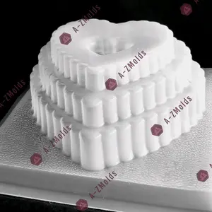 3 Levels heart shape Gelatin mold, chocolate, plaster, etc Plastic, pudding