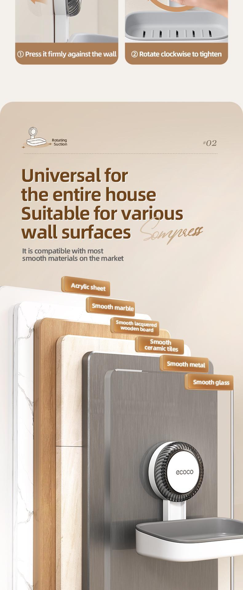 RENEMOS Powerful Suction Soap Holder - Ultra Strong Vacuum Suction Cup Soap Dish - Anti-Rust Soap Case with Dual Hook Design - Reusable & No Tools Needed - High Weight Capacity for Bar Soap, Sponge & Scrubber