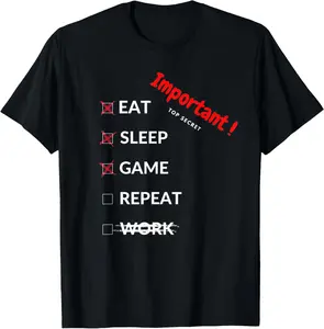 100% Cotton Daily routine of a gamer lol lul T-Shirt
